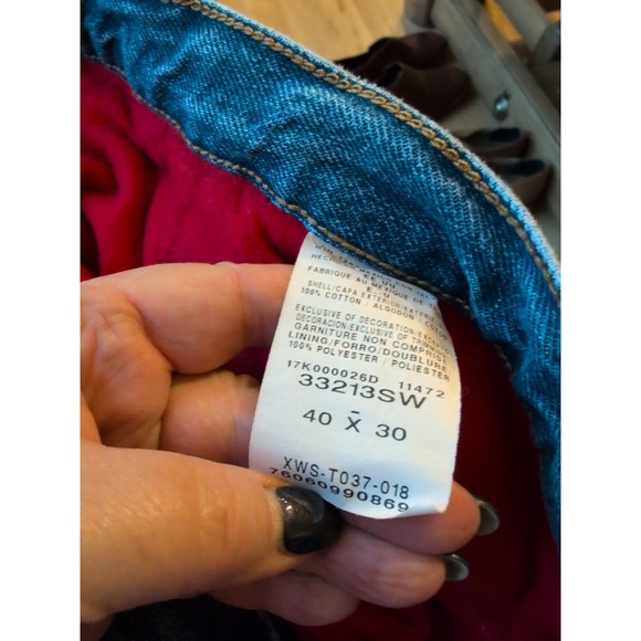 40Wx30L Wrangler Rugged Wear Men's Flannel Lined Winter Jeans Stone Wash - Picture 7 of 8